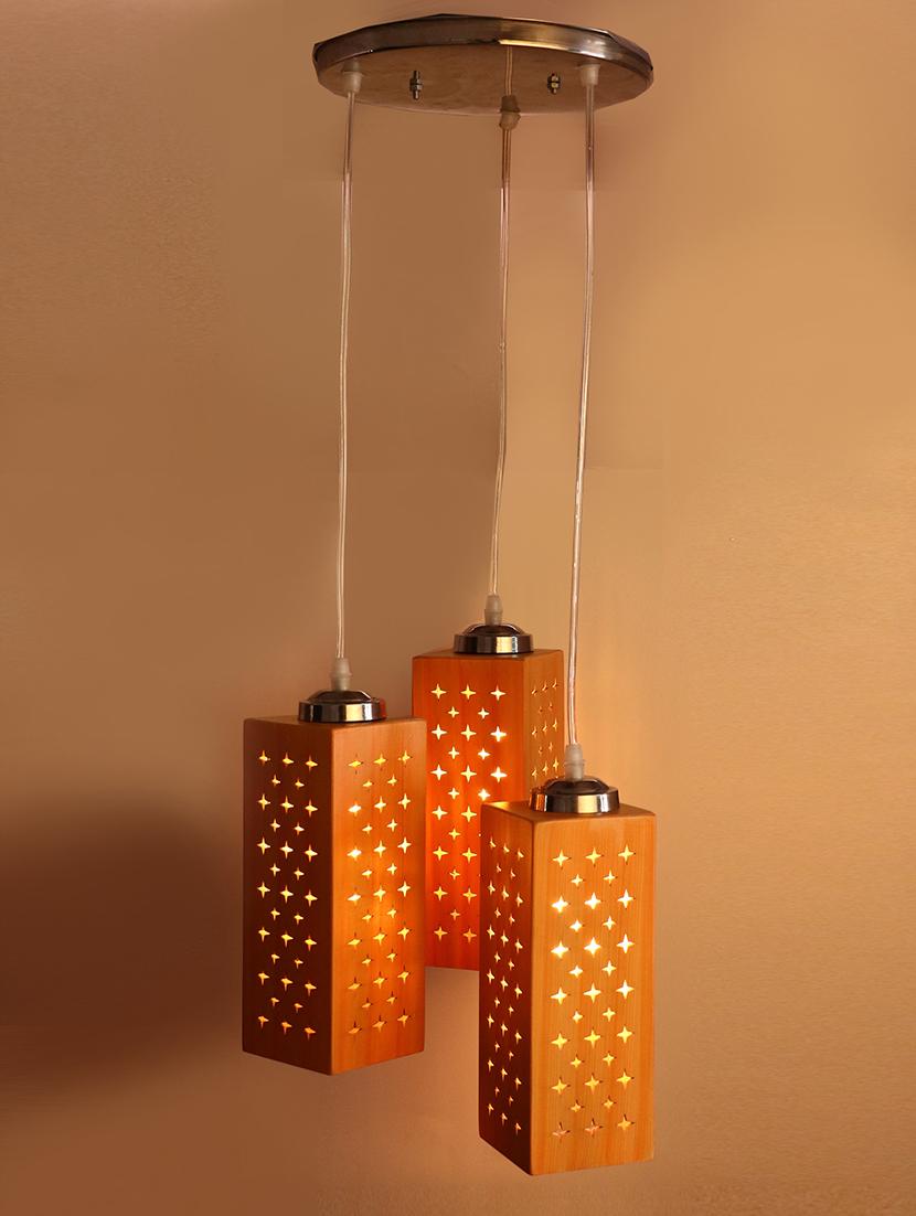 unbreakable exclusive colorful wooden decorative pendant triple hanging ceiling light lamp - 14131176 - Zoom Image - 0