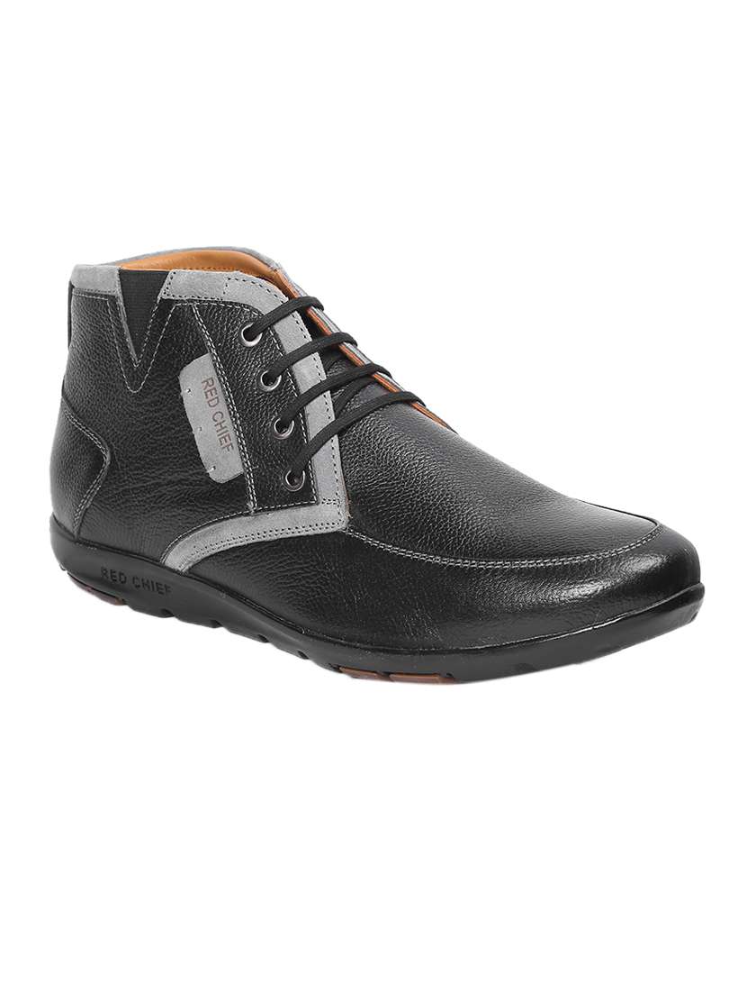 black leather lace up boot