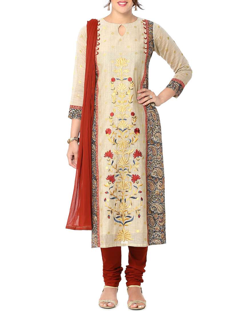 soch brown chanderi chudidhar suit