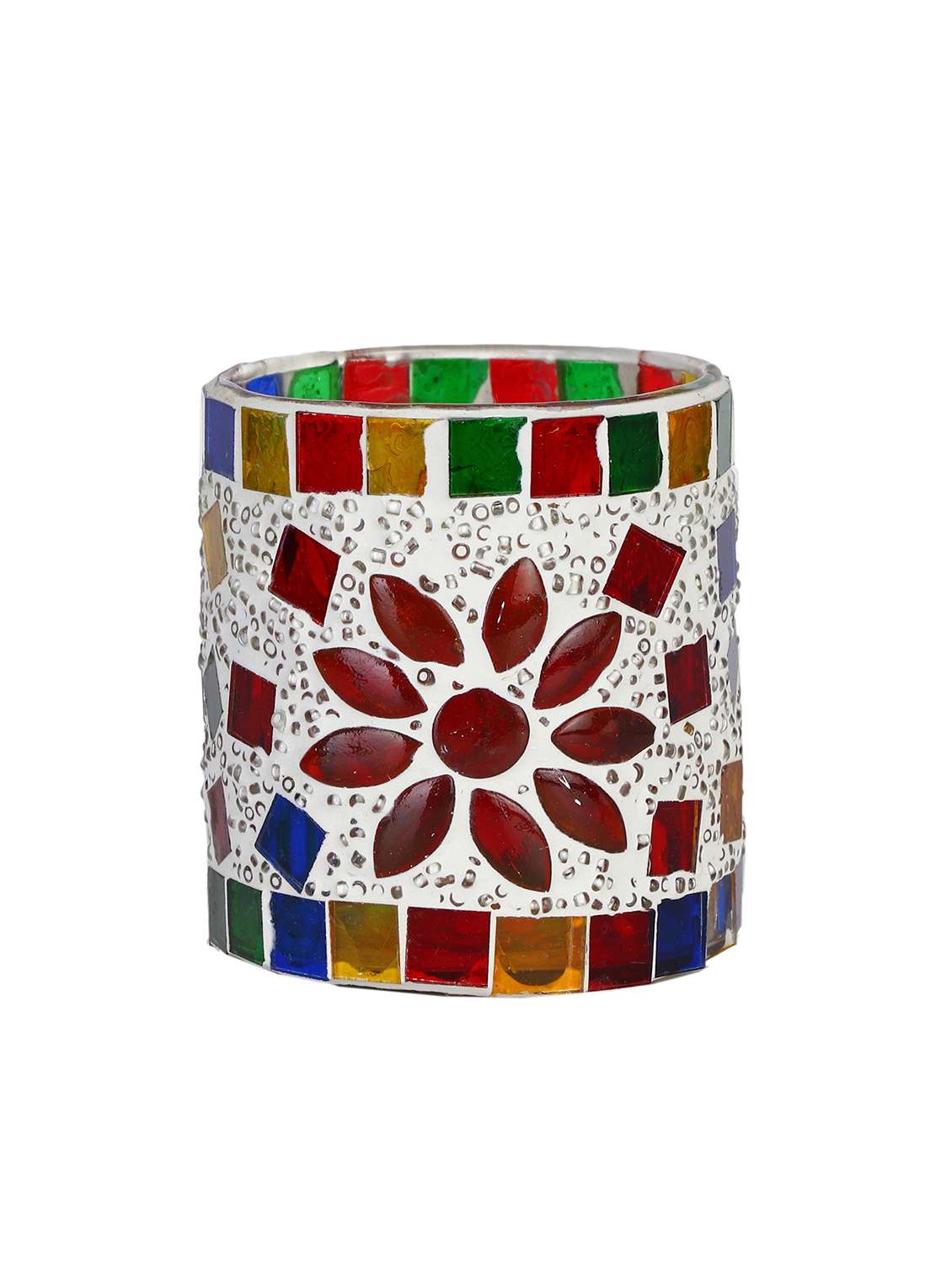 New Trendy Tealight  Candle Holder Decorated With Colorful Chips & Beads