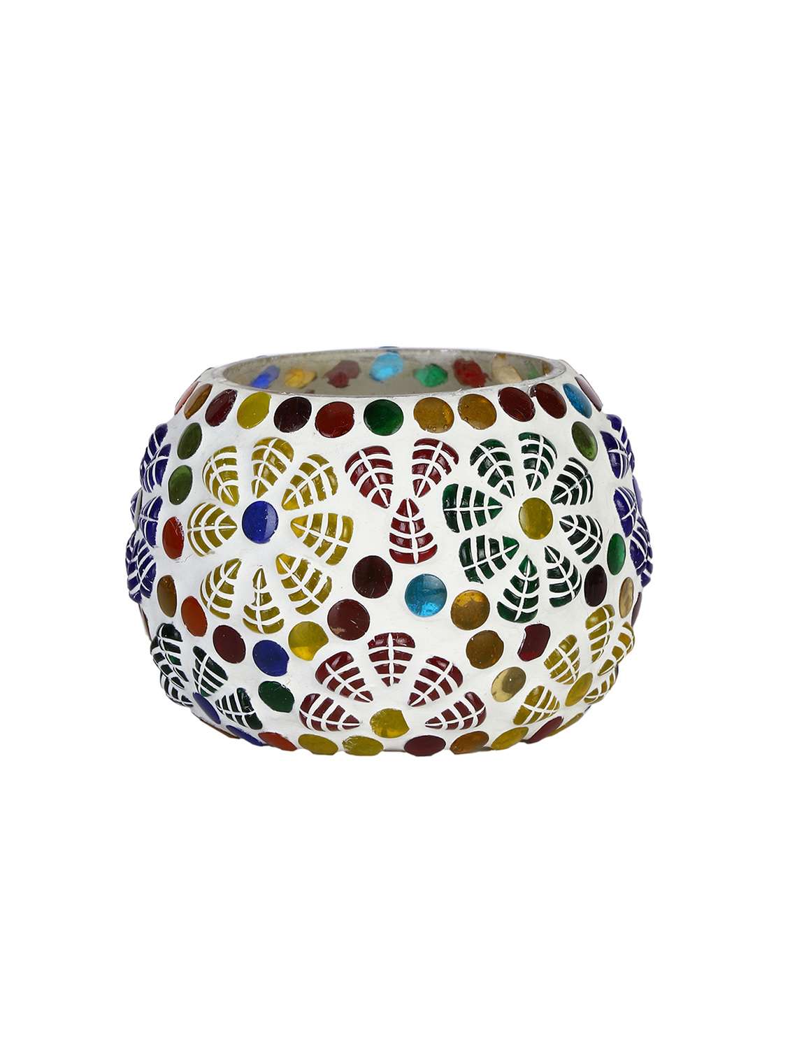 New Trendy Tealight  Candle Holder Decorated With Colorful Chips & Beads
