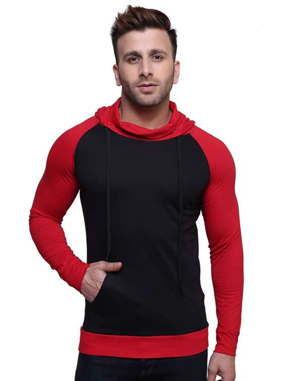 red color block sweatshirt