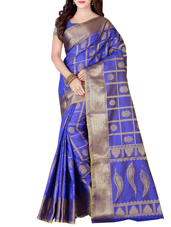 purple cotton blend saree with blouse