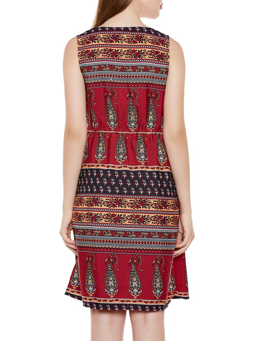 maroon a-line dress - 14137714 - Standard Image - 3