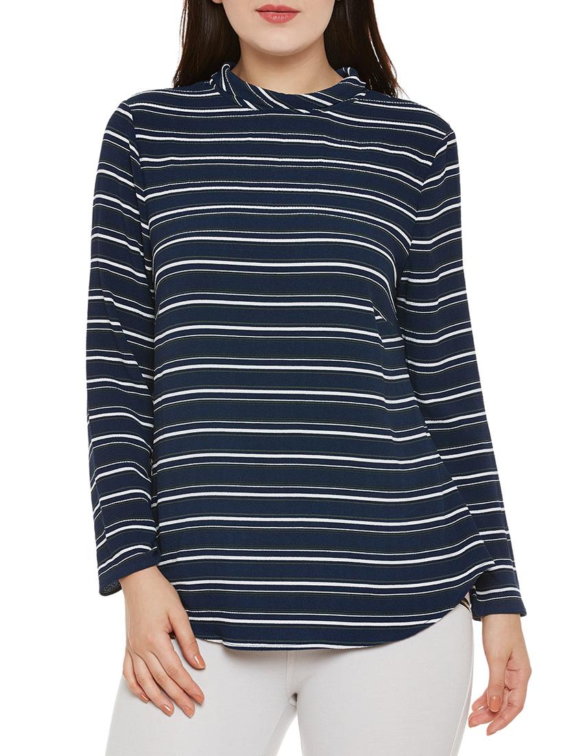 mock neck striped top - 14137769 - Zoom Image - 0
