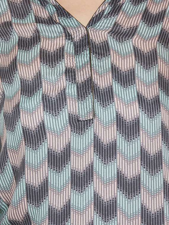 placket detail v-neck top - 14137778 -  Standard Image - 3