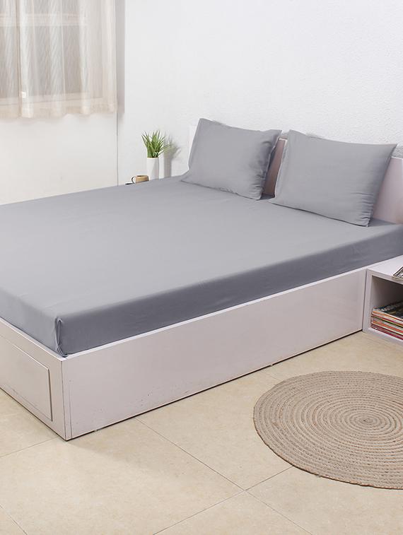 Grey Cement Cotton Bed Sheet Set