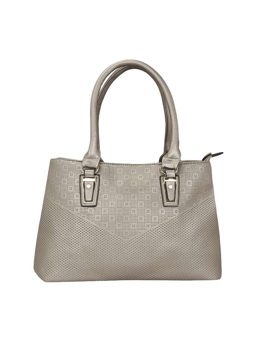 silver leatherette  regular handbag