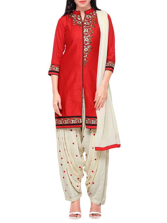 red cotton salwar suit unstitched