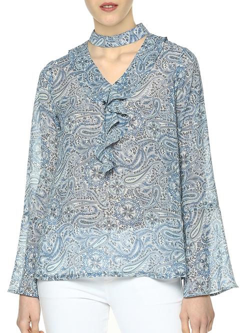bell sleeved paisley top - 14144671 -  Standard Image - 0
