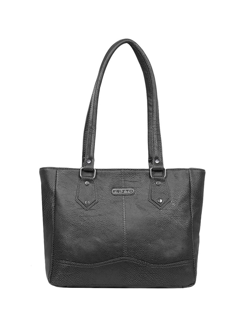 black leatherette regular handbag