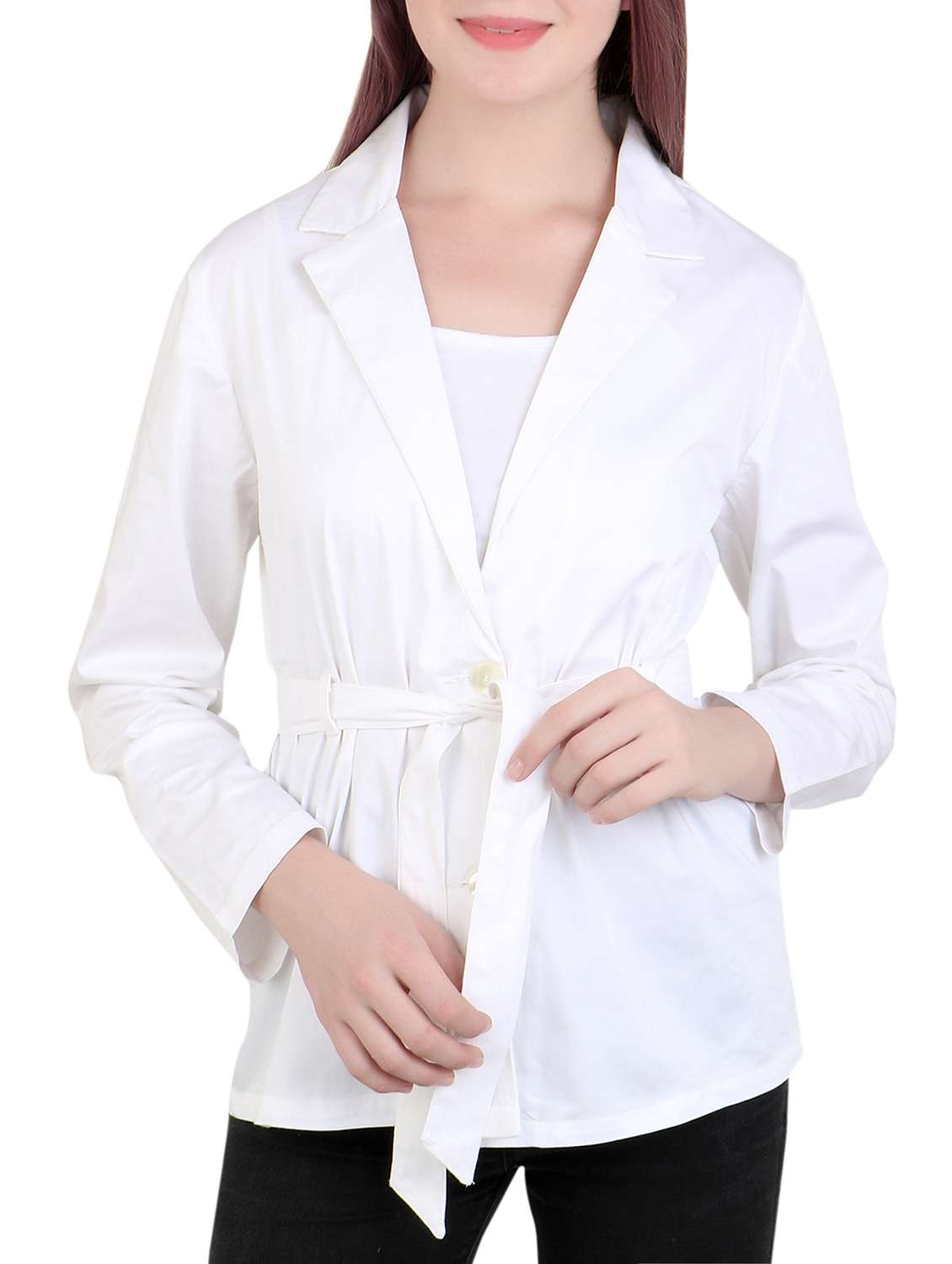 white cotton casual blazer