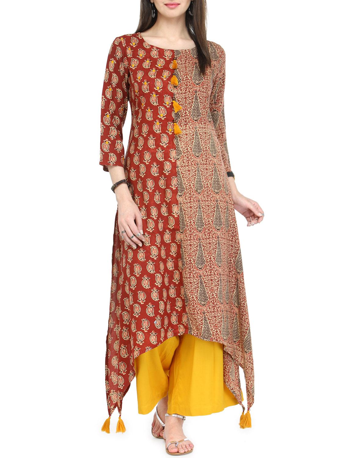 printed asymmetric kurta & palazzo set - 14146963 -  Zoom Image - 0