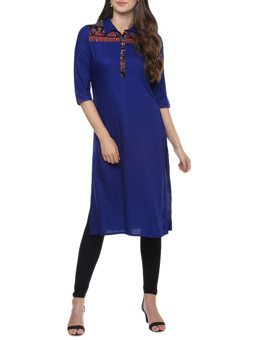 blue viscose straight kurta