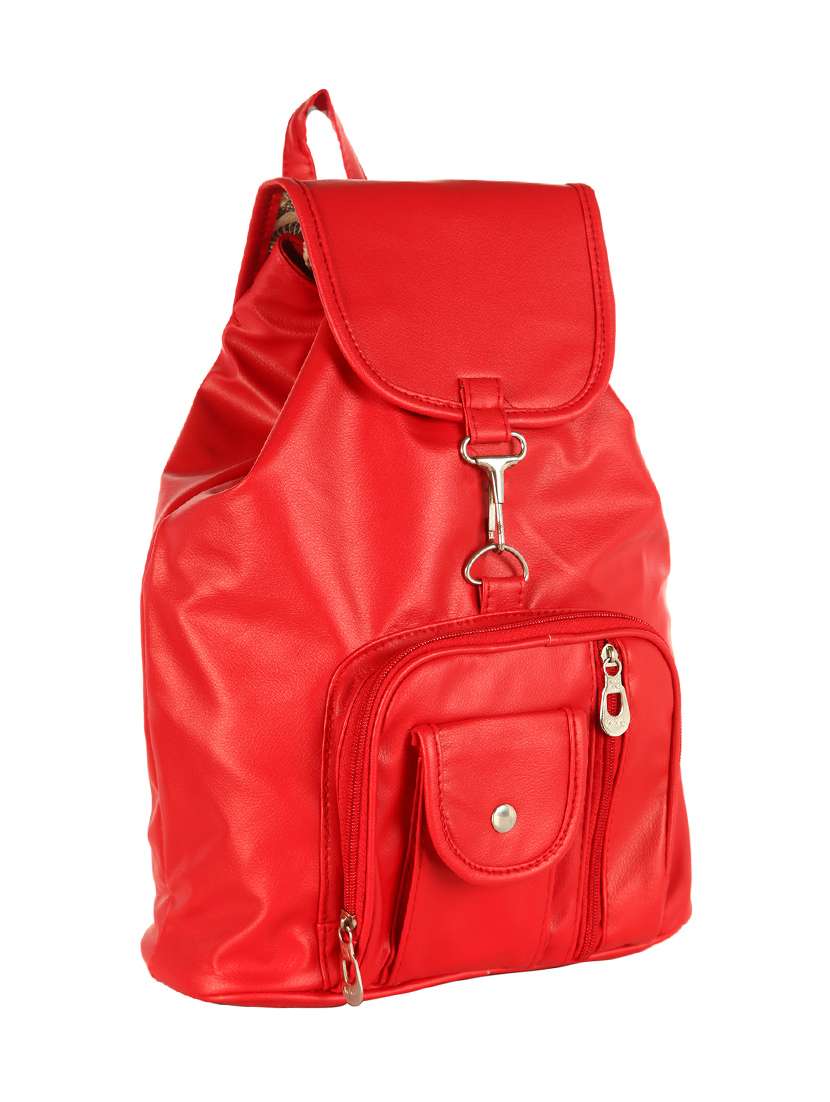 red leatherette  regular backpack