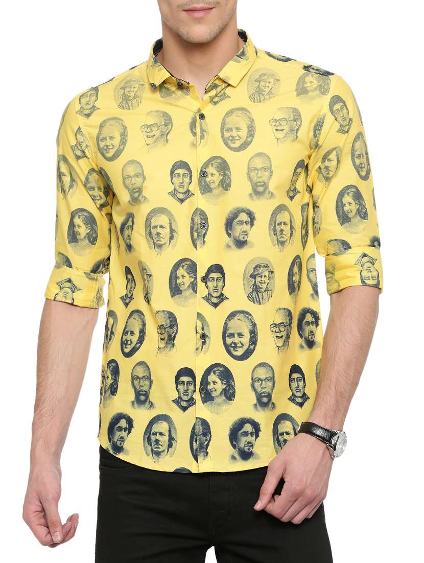 yellow cotton casual shirt