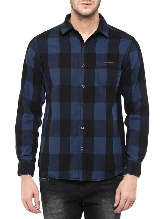 blue cotton casual shirt - 14153753 - Zoom Image - 0