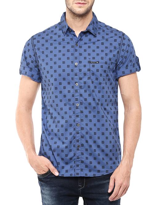blue cotton casual shirt - 14153754 - Standard Image - 0