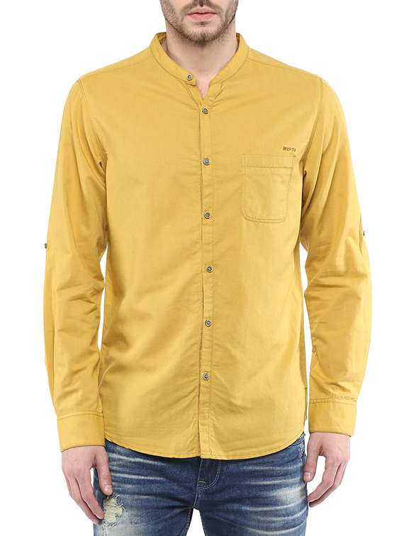 yellow cotton casual shirt - 14153756 - Zoom Image - 0