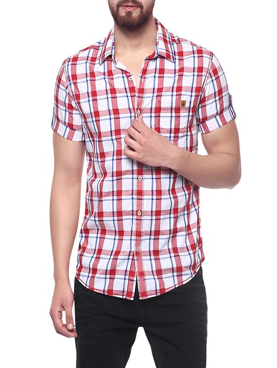 red cotton casual shirt - 14153769 -  Zoom Image - 0