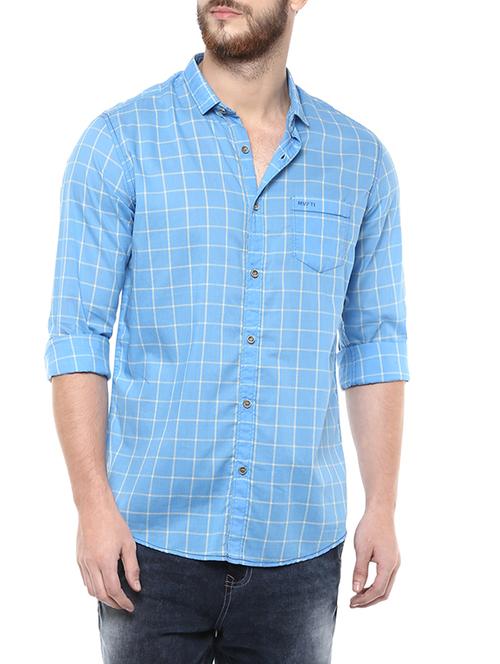 blue cotton casual shirt - 14153777 - Standard Image - 0