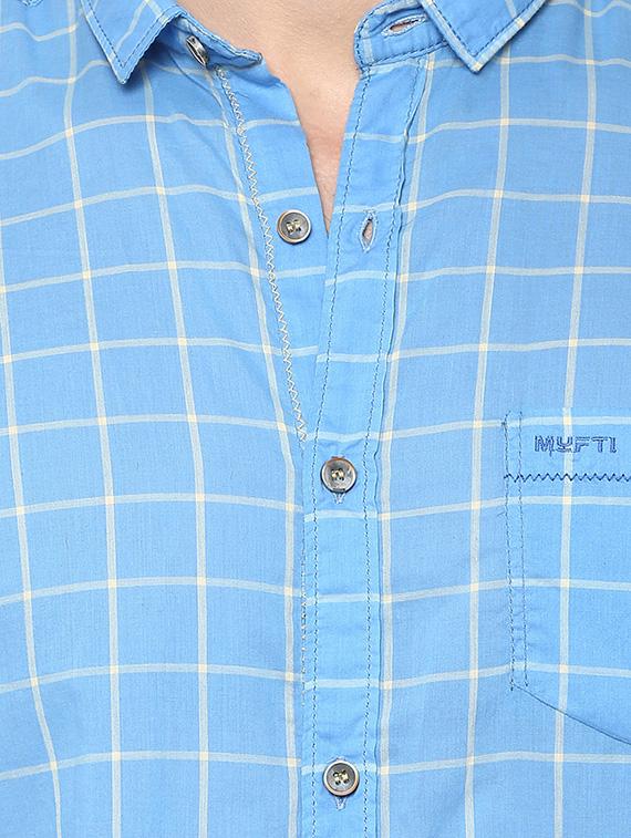 blue cotton casual shirt - 14153777 - Standard Image - 3