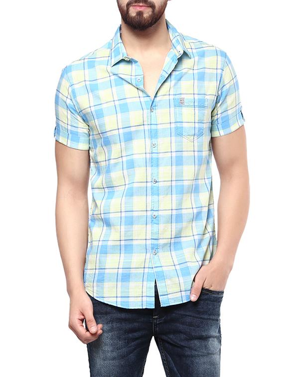 blue cotton casual shirt - 14153781 - Zoom Image - 0