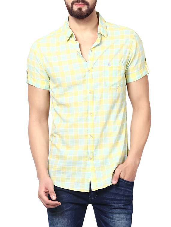 yellow cotton casual shirt - 14153783 -  Zoom Image - 0