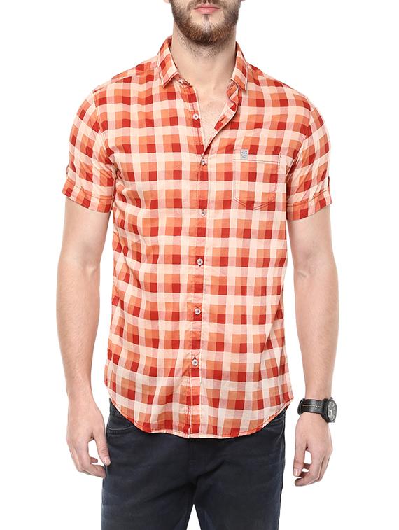 orange cotton casual shirt - 14153786 - Zoom Image - 0