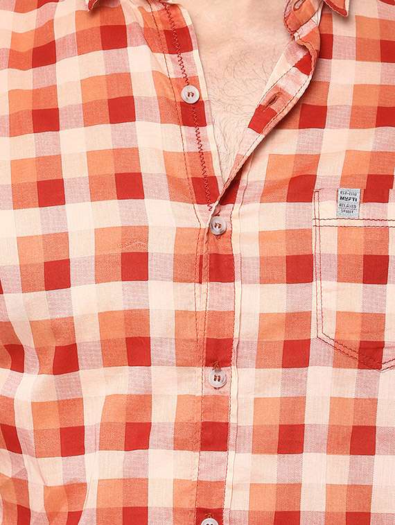orange cotton casual shirt - 14153786 - Standard Image - 3