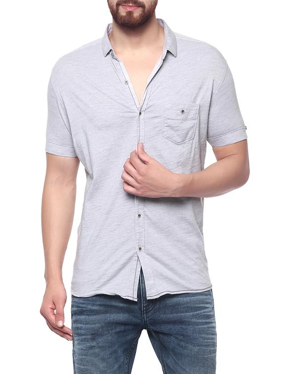 grey cotton casual shirt - 14153798 - Zoom Image - 0