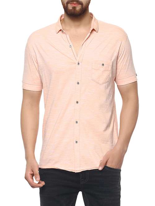 orange cotton casual shirt - 14153799 - Standard Image - 0