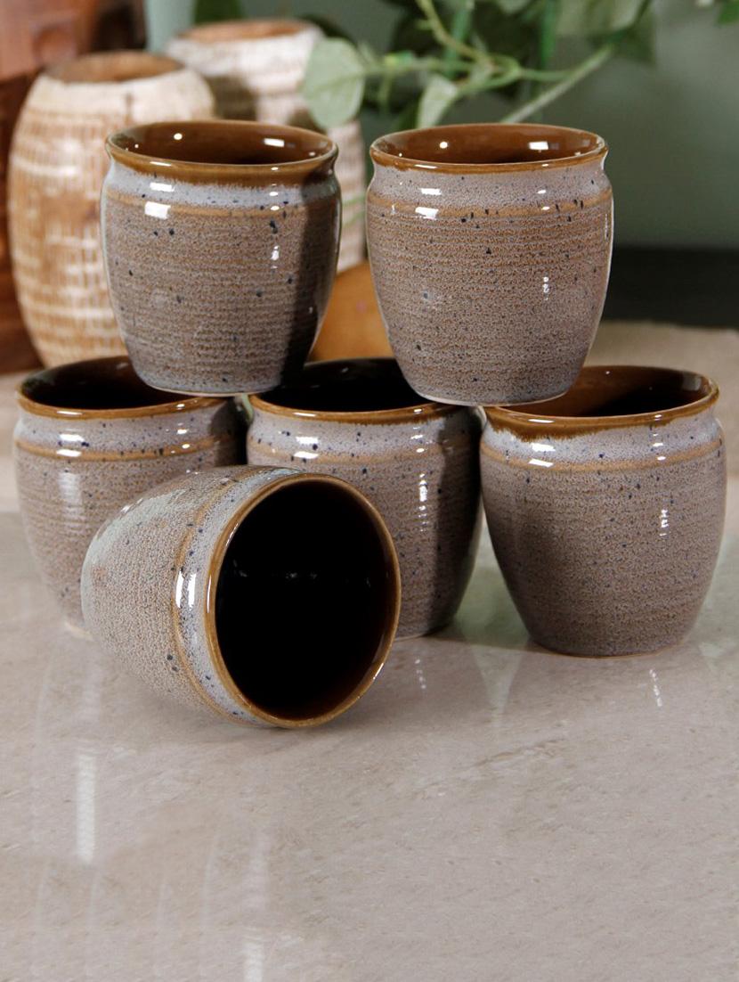 studio pottery grey and brown kulhad set of 6 - 14154977 - Zoom Image - 0
