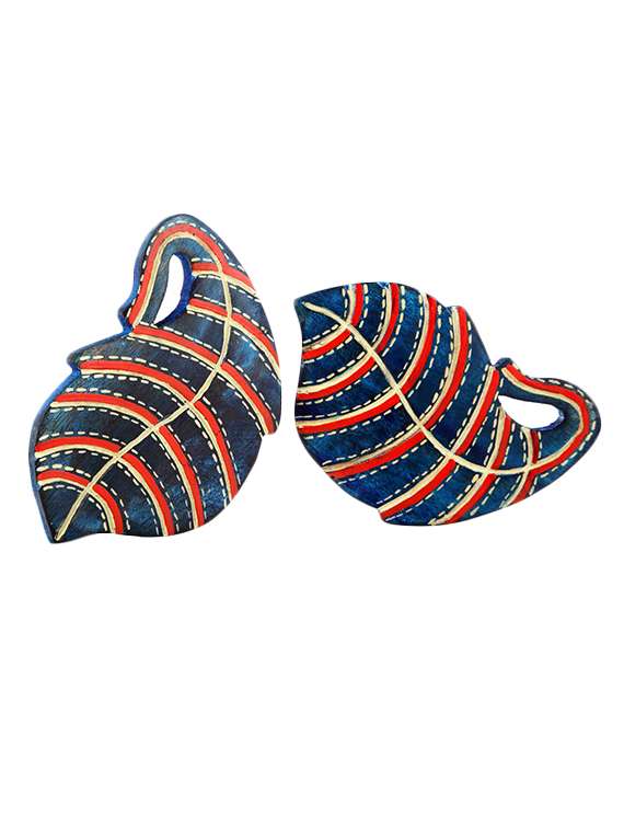 blue leaf shaped  coasters set of 2