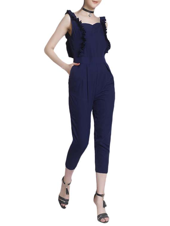 frill detail 3/4 jumpsuit