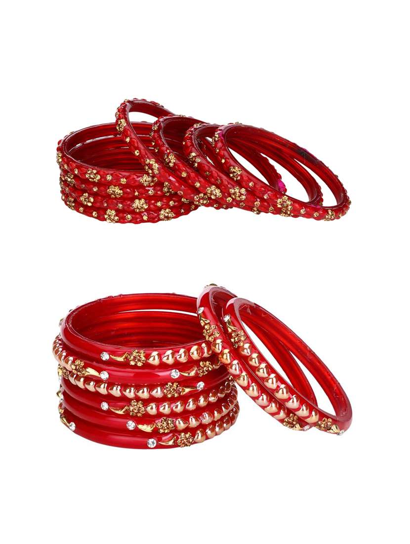 multi colored glass bangle combo