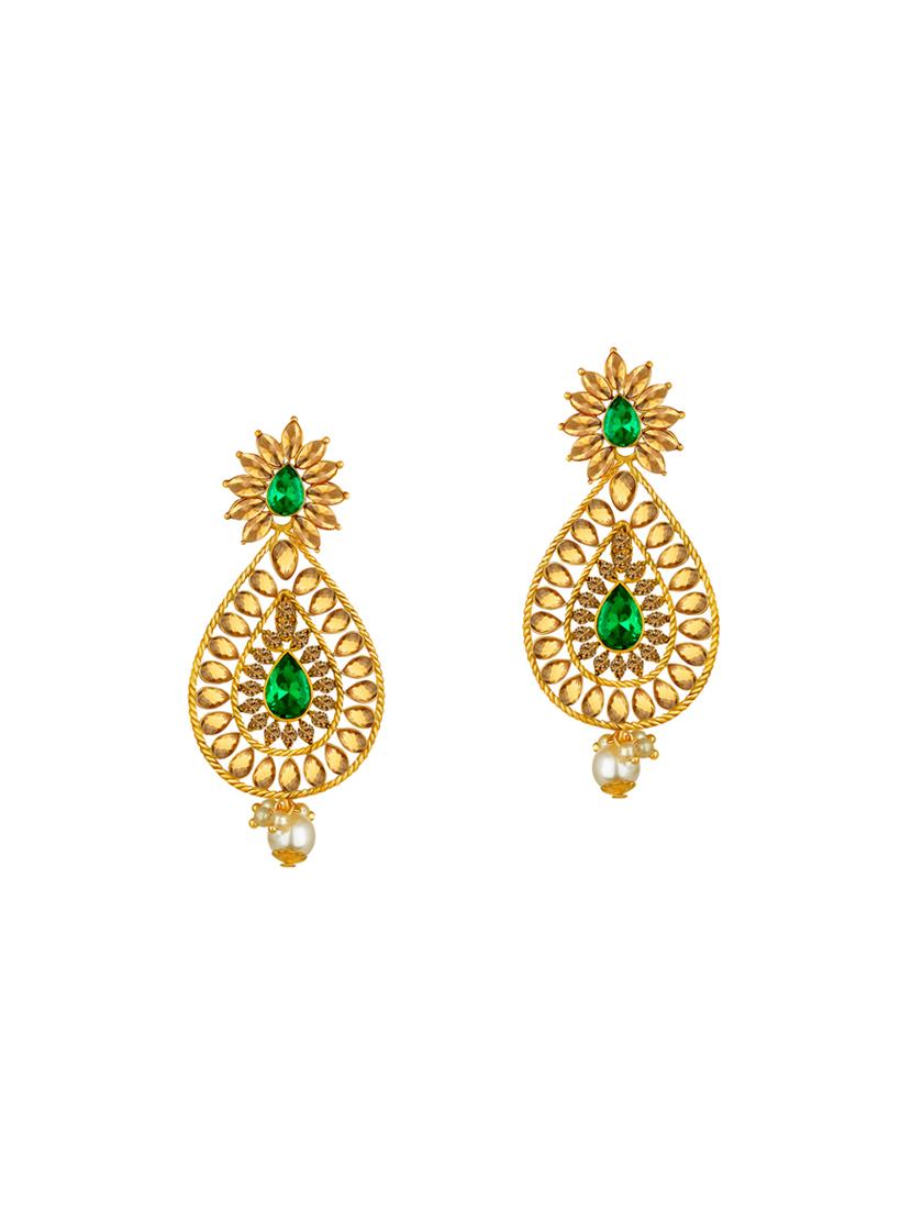 green metal chandelier earrings - 14161668 - Zoom Image - 0