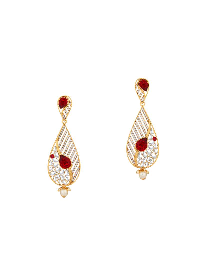 red metal chandelier earrings