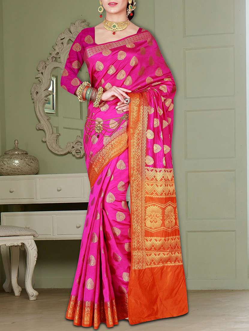 pink silk saree with blouse