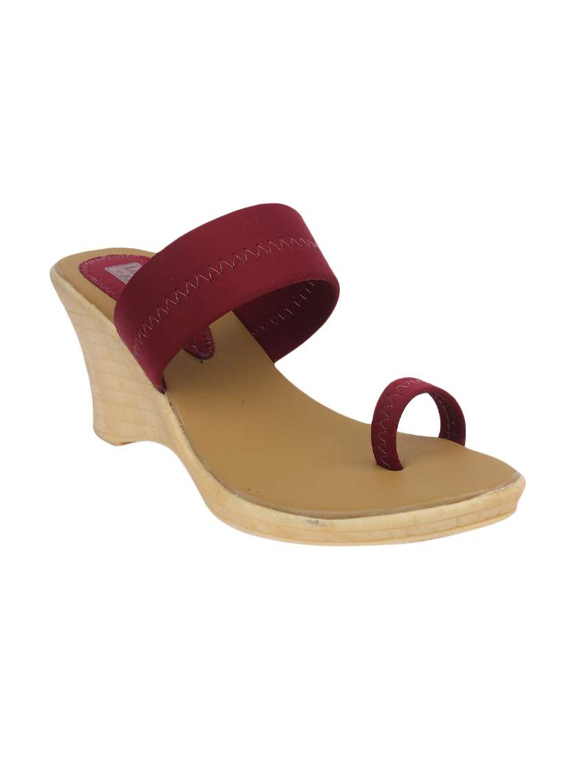 maroon one toe wedge