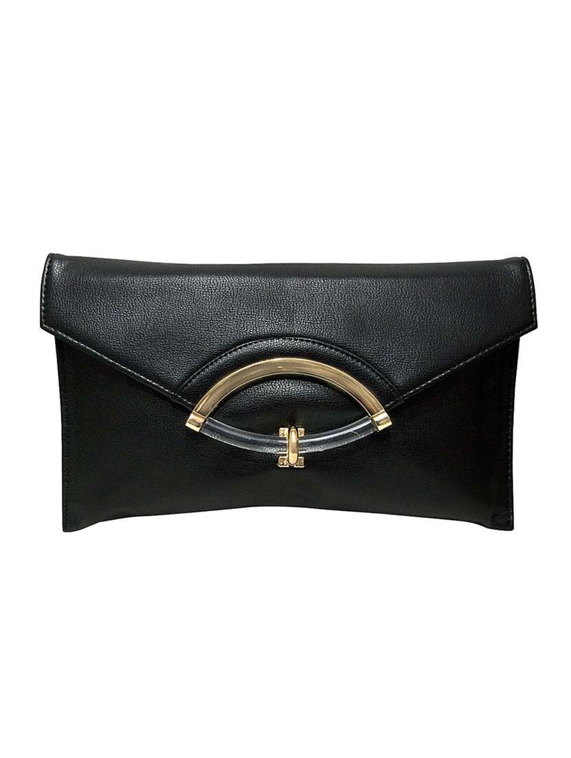 black leather regular clutch