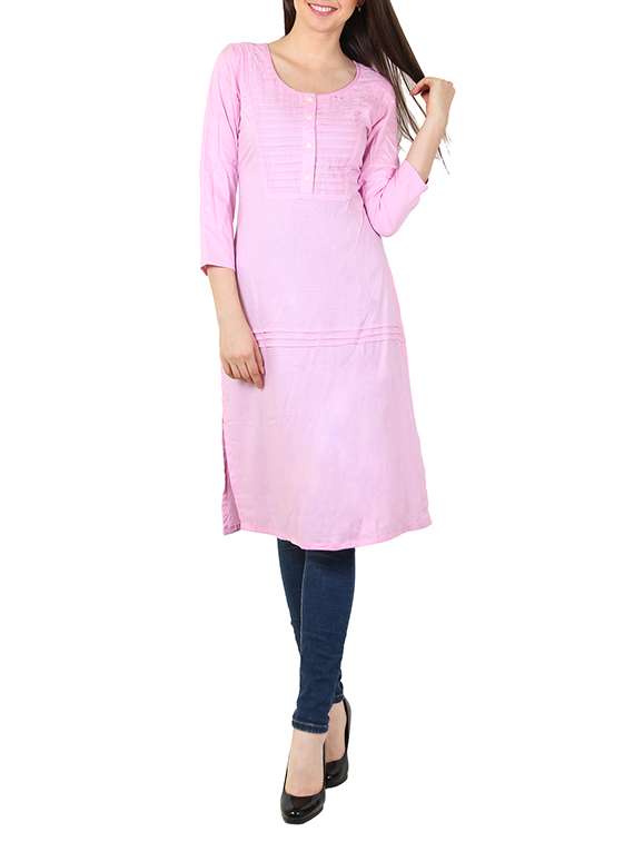 pink rayon straight kurta