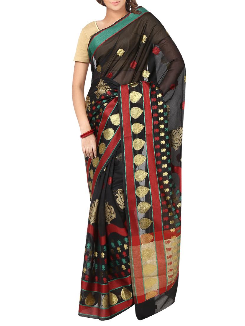 zari motifs woven saree with blouse - 14173647 - Zoom Image - 0