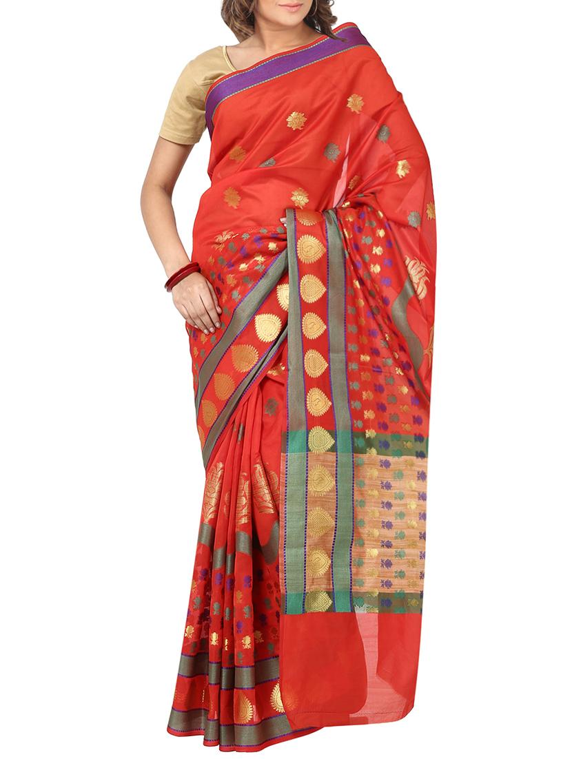 zari motifs woven saree with blouse - 14173649 - Zoom Image - 0