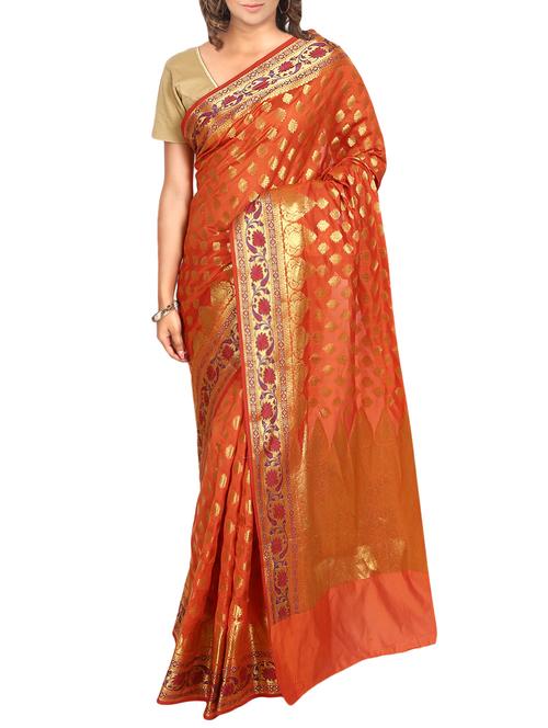 zari motifs banarasi saree with blouse - 14173661 - Standard Image - 0