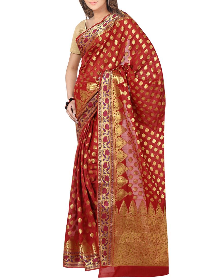 zari motifs banarasi saree with blouse - 14173663 - Zoom Image - 0