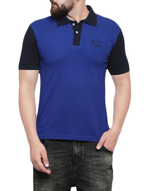 blue color block polo t-shirt - 14173922 - Standard Image - 0