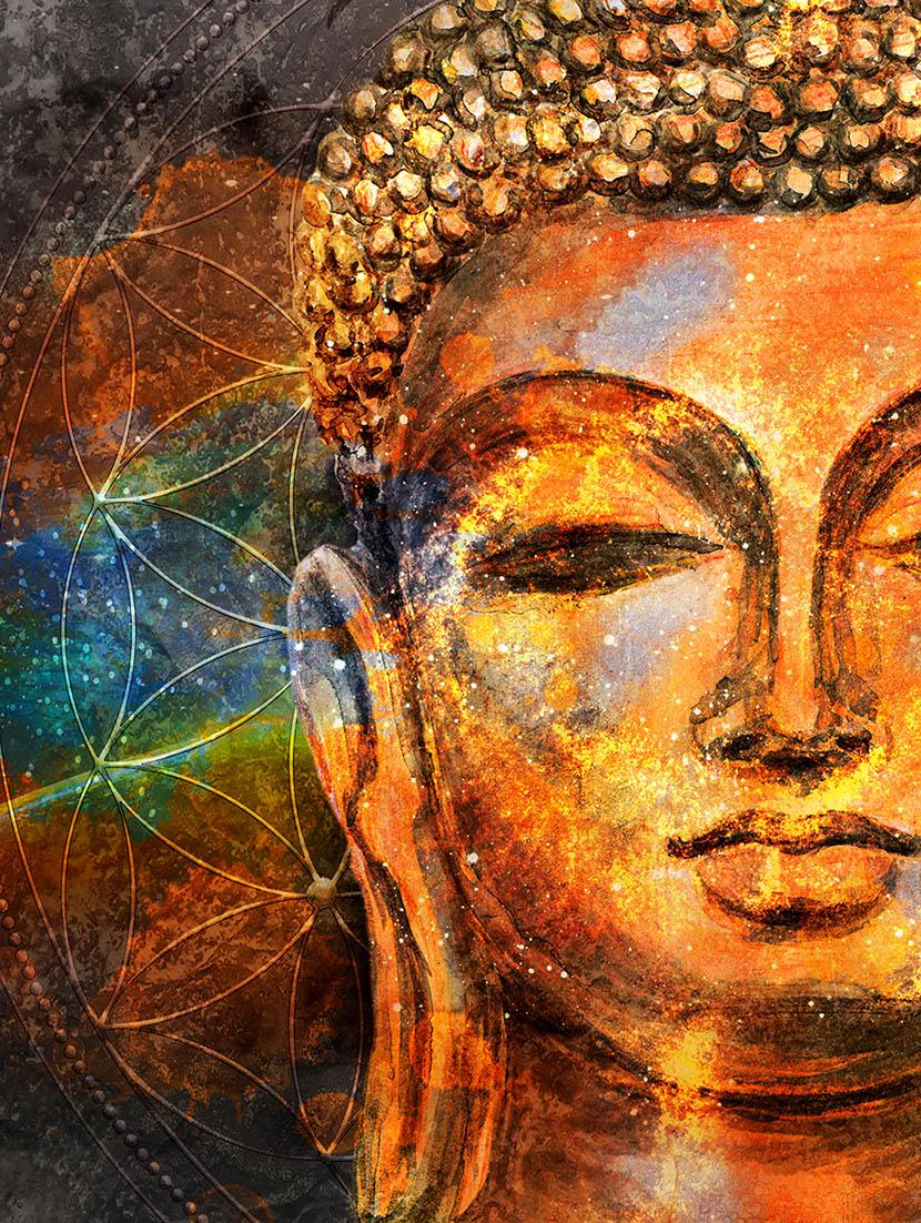 Beautifully Printed Wooden Frame Buddha Wall Paintings