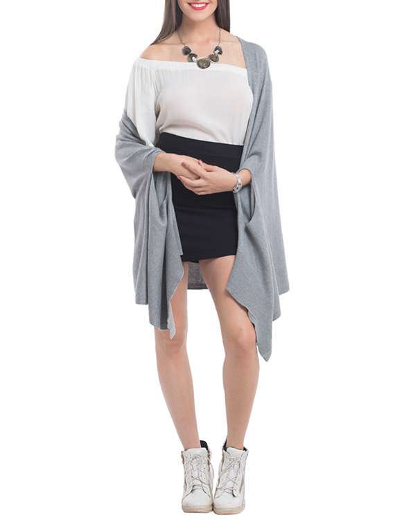 solid grey cotton shrug