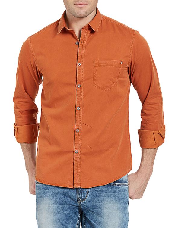 orange cotton casual shirt - 14181533 - Zoom Image - 0